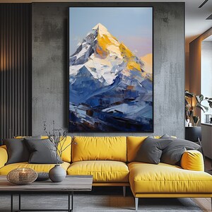 Snowy Mountain, 100% Hand Painted, Textured Painting, Acrylic Abstract Oil Painting, Wall Decor Living Room, Office Wall Art