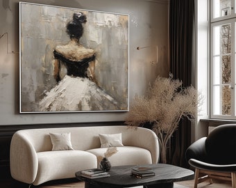 Ballerina Gemälde, 100% handgemalt, strukturierte Malerei, abstraktes Acrylölgemälde, Wanddekor Wohnzimmer, Bürowandkunst