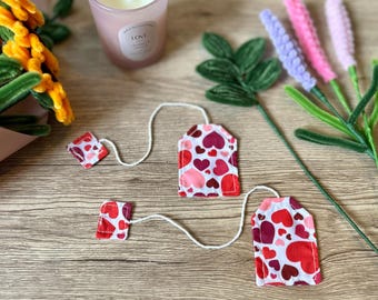 Marcapáginas con forma de bolsita de té y corazones/marcapáginas/regalos para amantes de los libros/libros