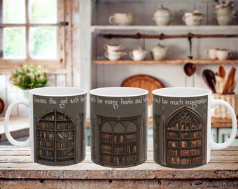 Dark Academia Mug, Bookish Mug, Gothic Library Decor, Dark Academia Mug, Book Lovers Coffee Cups, Literature Lover Gift, Library Decor