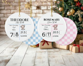 Baby Birth Stats Christmas Ornament, Custom Baby Ornament, Baby Name Ornament, Babys First Xmas, Babys First Christmas, Holiday Keepsake