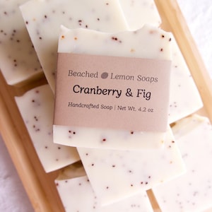 Cranberry Fig Soap: Artisan Handmade Exfoliating Soap with Seeds, Fruity Scent, Plant-Based Oils, Palm Oil-Free