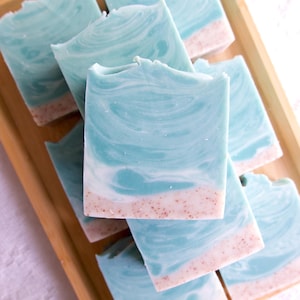 Sandy Beach Soap: Exfoliating Ocean Wave Artisan Handmade Soap, Plant-Based Oils, Palm Oil-Free