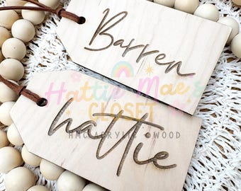 Customized wooden stocking tags