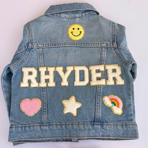 Personalized Jean Jackets for Girls Jeans Jackets Custom Name Patch Jacket for Girls Custom Denim Jackets for Baby Jean Jacket Toddler Name