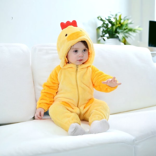 Easter Baby Chick Onesie | Newborn First Chicken Outfit - Cute kids Hooded Chic Costume, Babies First Easter - Gift for New Born