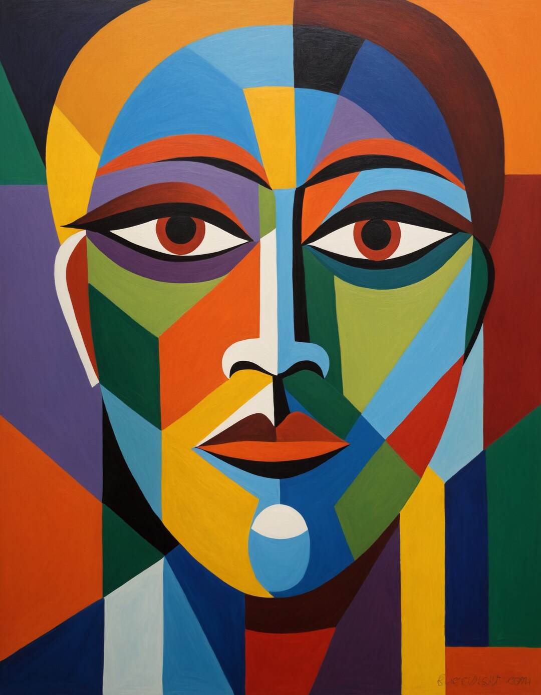Colorful Abstract Geometric Face Painting Modern Art Etsy