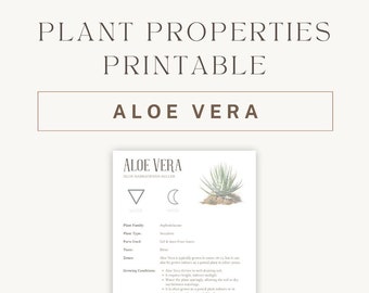 Aloe Vera Herbal Printable - Detailed Plant Guide & Uses - Spiritual Healing Properties Chart - Botanical Reference PDF - Instant Download
