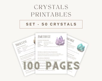 Crystal Wisdom Kit: 50 Printable Guides on Metaphysical & Healing Properties | Digital