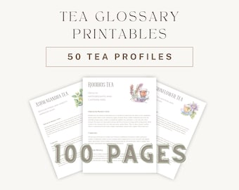 50 Tea Profiles Glossary: The Ultimate Tea Lovers Printable Guide - Instant Download