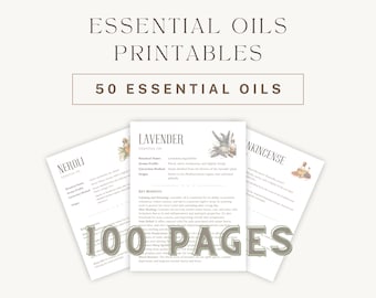 50 Essential Oils Guide: Aromatherapy Printables Set for Wellness - Instant Download