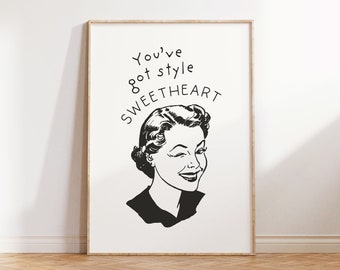 1950s Retro Quote Print, Feminine Wall Decor for Bathroom, Apartment Aesthetic Artwork, Affirmation Poster, Nostalgic Printable Wall Art