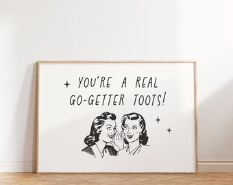 Retro Feminist Cubicle Décor, Woman Cave Print, Teen Girl Wall Art, Mental Health Poster, Vintage Quote Print, Minimal Artwork Bestie Gift