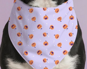 Halloween Dog Bandana, Halloween Bandana, Pumpkin Bandana, Purple Dog Bandana, Dog Bandana