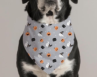 Fun Halloween Print Dog Bandana, Halloween Bandana, Pumpkin Bandana, Ghost Dog Bandana, Boo Puppy Bandana