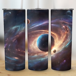 Cosmic Galaxy Space Design for 20 oz Skinny Tumbler Sublimation Design Vibrant Universe Straight & Tapered Tumbler Wrap PNG Instant Download
