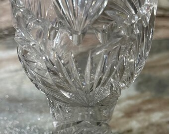 Antique Fan and Pinwheel Corsette Cut Glass Vase