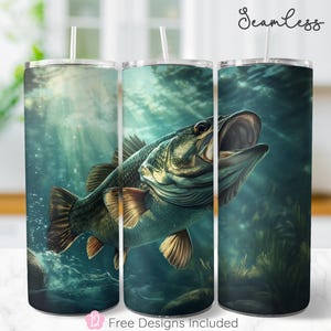 Bass Fishing Tumbler Wrap | 20oz Largemouth Bass PNG | Fisherman Sublimation Design | Outdoor Sports Tumbler Wrap | Digital Download