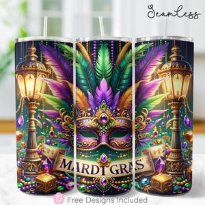 Mardi Gras 20oz Skinny Tumbler Wrap, Carnival NOLA Sublimation Design, Bourbon Street Party Tumbler Wrap Template, PNG Digital Download