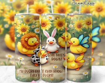 Ducks in a Row 20oz Skinny Tumbler Wrap, Funny Duck Sublimation Design, Cute Farm Animal Tumbler Wrap Template, PNG Digital Download