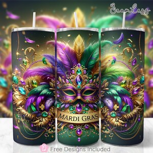 Mardi Gras 20oz Skinny Tumbler Wrap, Fat Tuesday Sublimation Design, Bourbon Street Tumbler Wrap Template, PNG Digital Download