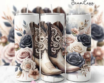 Cowgirl Boots 20oz Skinny Tumbler Wrap, Country Sublimation Design ...