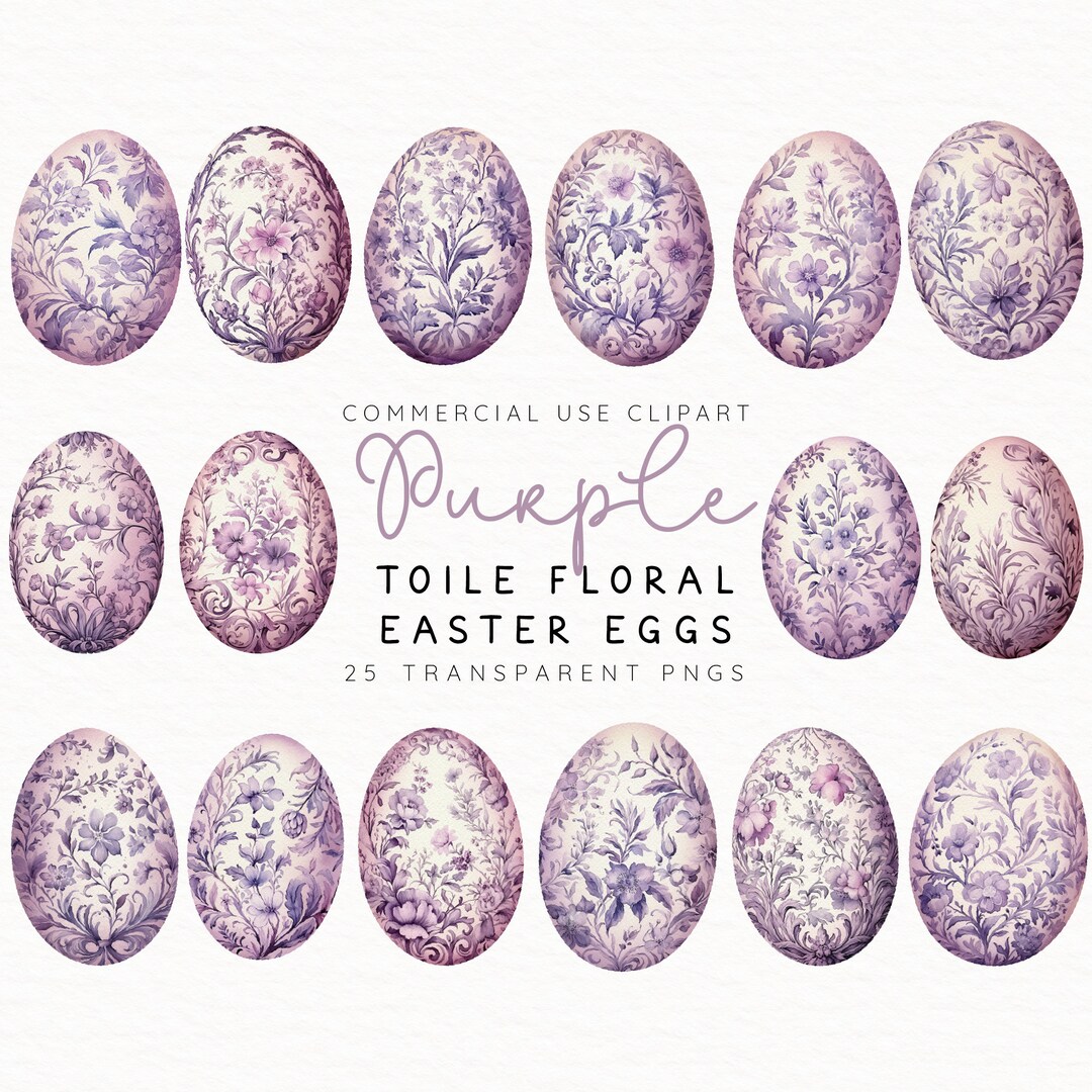 Purple Toile Floral Easter Egg Clip Art | Lavender | Commercial Use ...