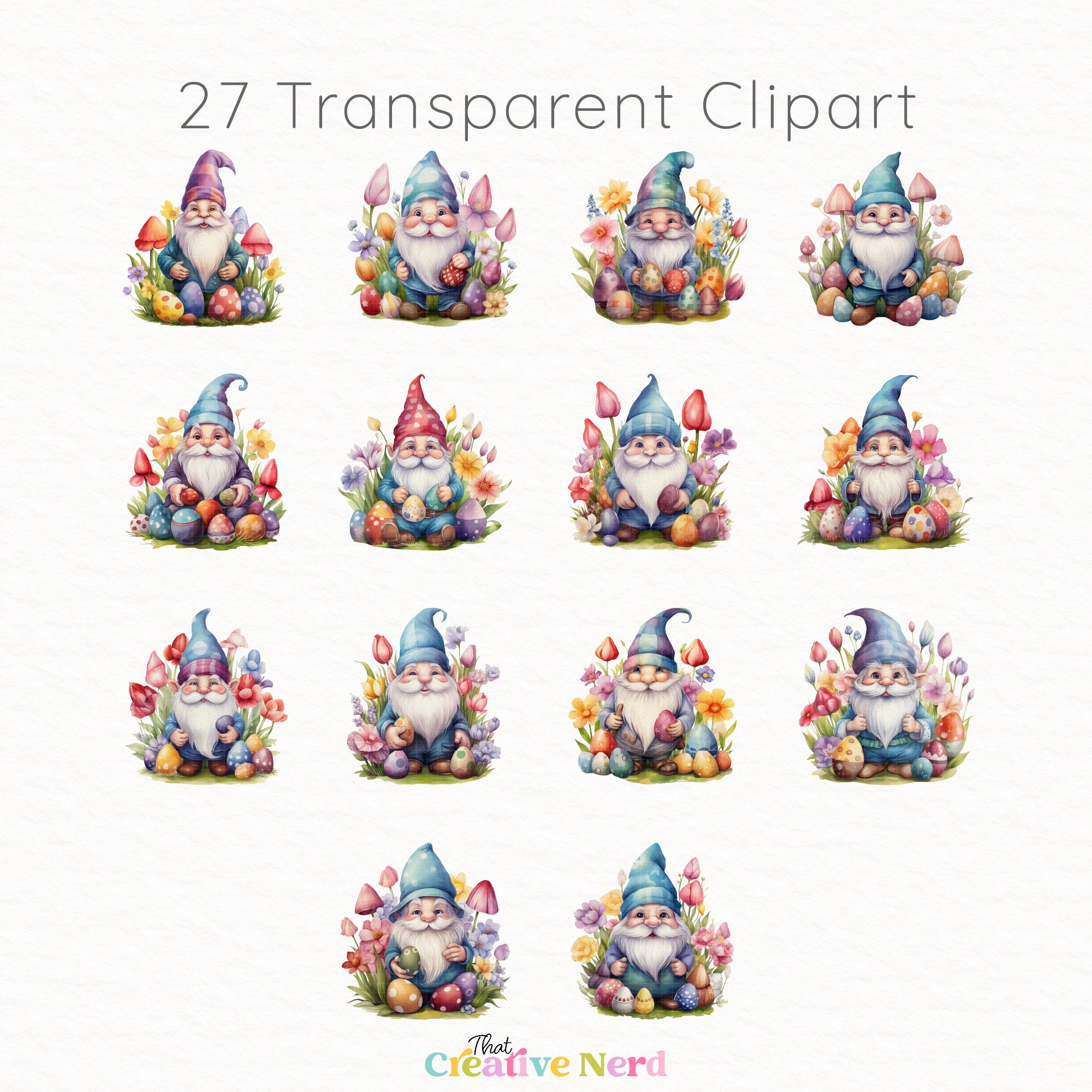 Seasonal Gnome Clipart | Spring Illustration | Gnome Decor ...