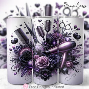 Haarstylist naadloze 20oz skinny Tumbler Wrap, cosmetologie sublimatie ontwerp, Hair Boss Tumbler Wrap sjabloon, kapper, kapper, png PNGEgg