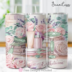 Esthetician Life 20oz Skinny Tumbler Wrap, Makeup Artist Sublimation Design, Beauty Salon Tumbler Wrap Template, PNG Digital Download