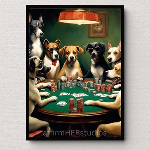 chiens jouant au poker et chiens dans le parc 2 pour 1 téléchargement numérique - art mural