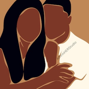 Black Love Art, Black Couple Art, Digital Download
