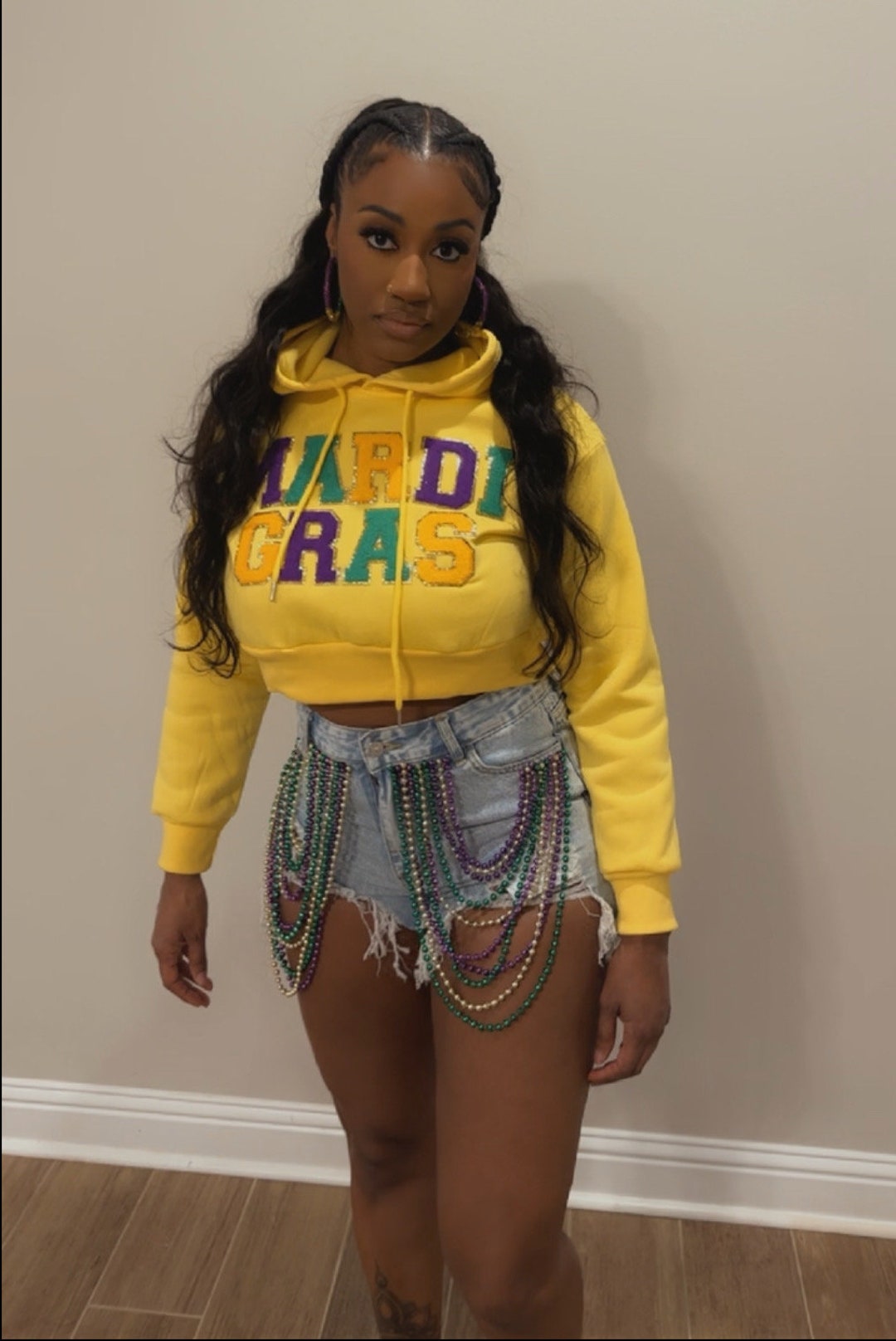 mardi gras cropped shirt