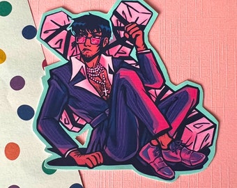 Wolfwood Sticker: Fitted Suit, Pearl Rosary - 2.7in Matte Finish