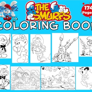 The Smurfs Coloring Book, 174 Pages, Kids & Adult Art, Instant Download |3 Free Gift Coloring Book|