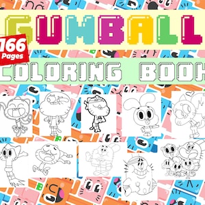 Join the Fun with Gumball: 166 Page Jumbo Coloring Book, , Kids & Adult Art, Instant Download  |3 Free Gift Coloring Book|