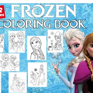 Anna and Elsa&#39;s Frozen Adventure: 152 Page Jumbo Coloring Book, Kids Art, Instant Download |3 Free Gift Coloring Book|