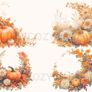 26 Autumn Floral Border Clipart Bundle, Watercolor Fall Leaves and ...