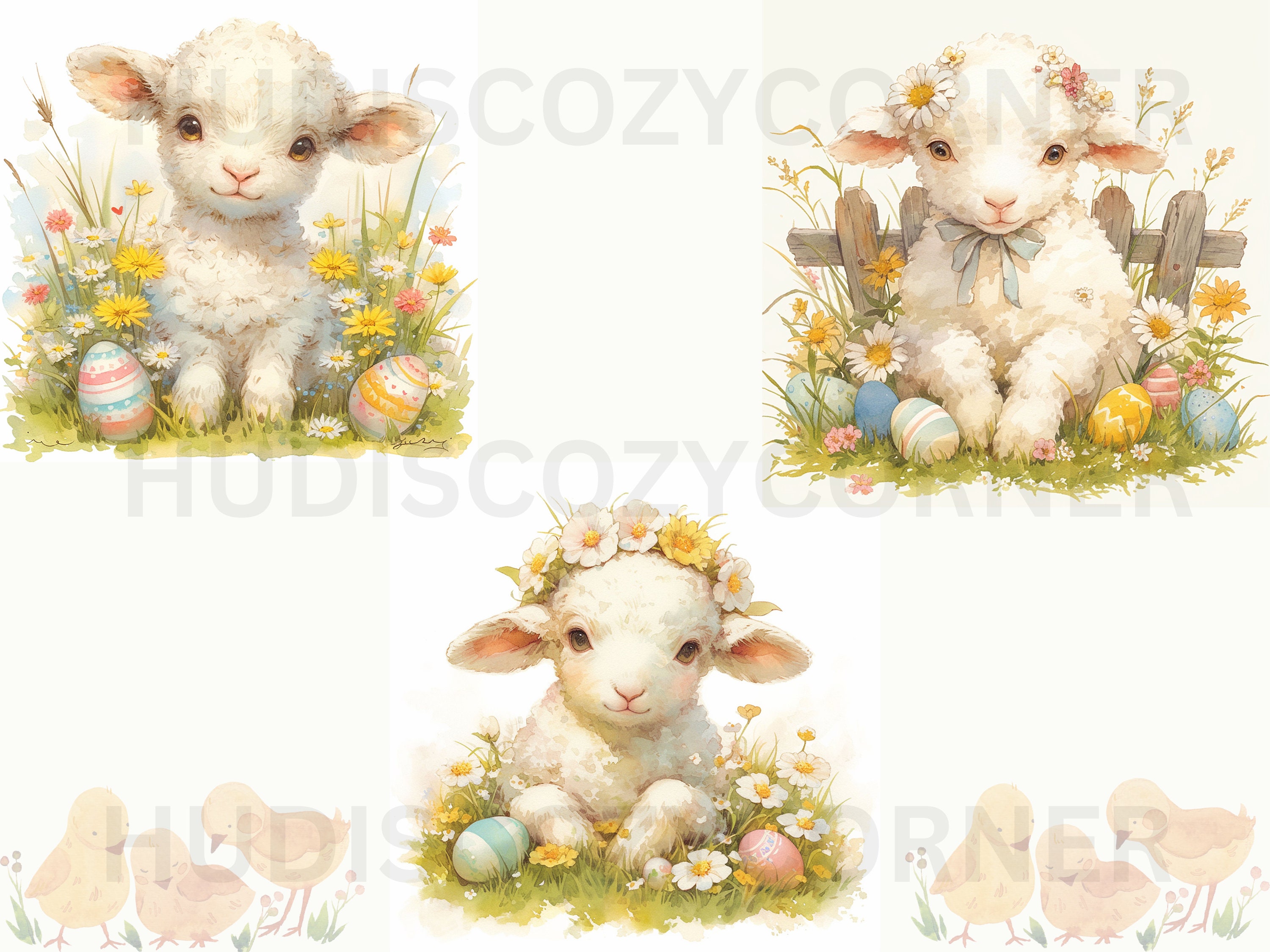 15 Watercolor Lamb Clipart Bundle for Easter Crafting Projects, Spring ...