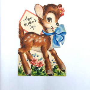 Cartão original vintage feliz dia das mães veado