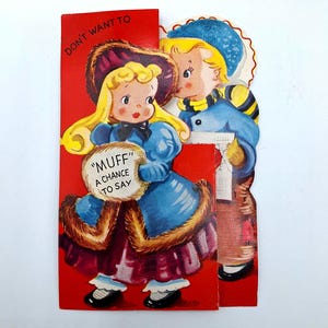 Vintage valentijnskaart jaren 50 gevouwen, ik wil de kans niet bederven om te zeggen be my valentine