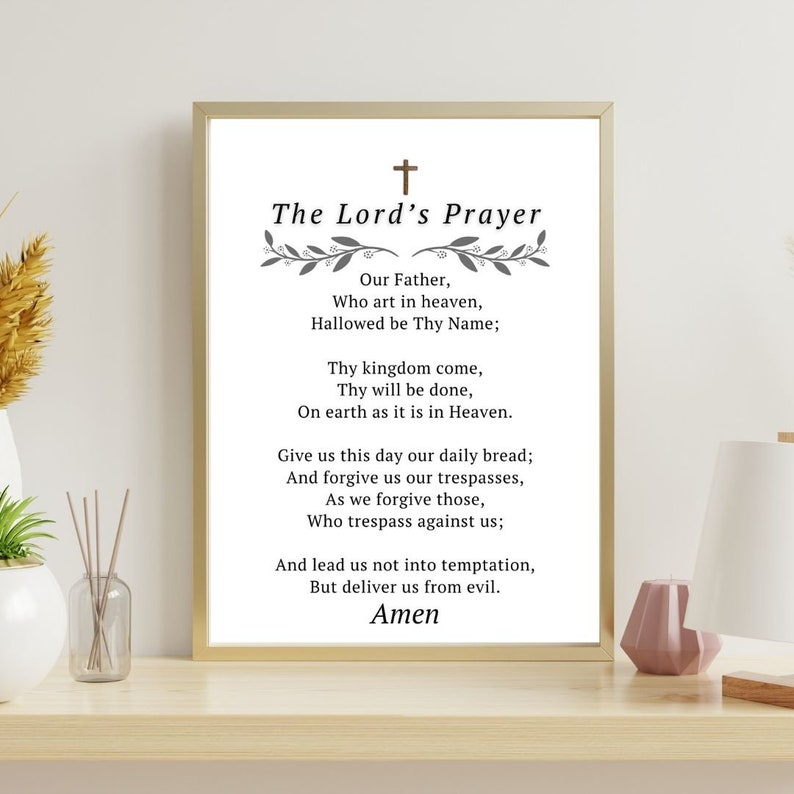 The Lord’s Prayer Wall Art Print, Our Father Prayer, Bible Verse ...
