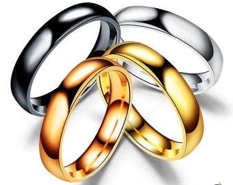 Fede nuziale semplice in titanio, anello in acciaio inossidabile ipoallergenico, fede nuziale anallergica, gioielli minimalisti per coppia, anello da uomo da 4 mm/6 mm