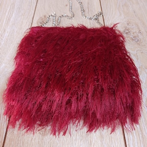 Bolso de punto bohemio, cartera de noche de piel sintética, bolso de mano con textura burdeos, bolso de moda hecho a mano, bolso de hombro bohemio rojo, regalo hecho a mano para hermana