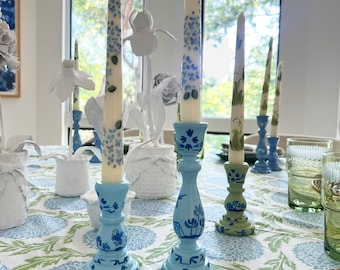 Handbemalter Kerzenständer: Ginori Style Blue & Blue Table Decor