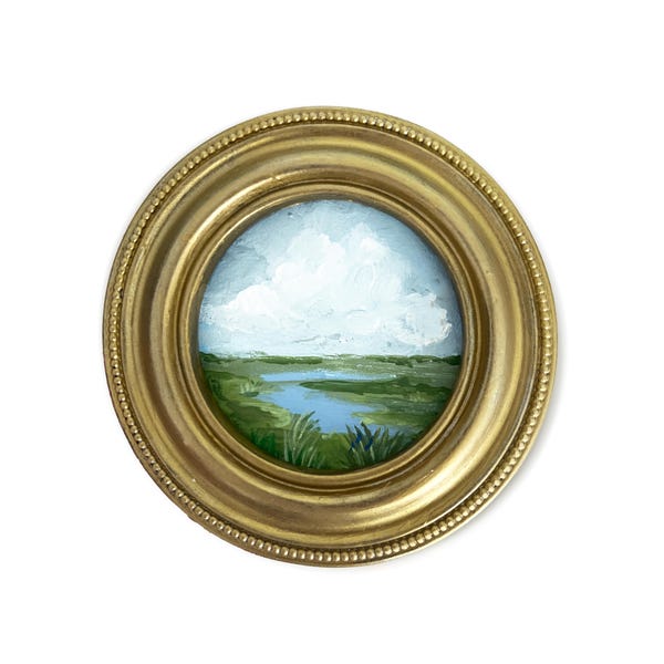 Original Small framed oil painting of Coastal Marsh- Holiday Gift