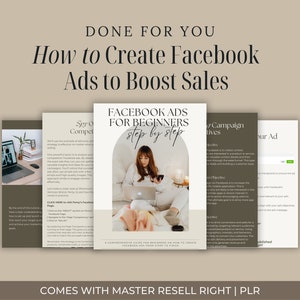 Facebook Ads for Beginners eBook | Step-by-Step Guide + 10 Free Facebook Ad Templates | Editable Social Media Ads | Master Resell Rights
