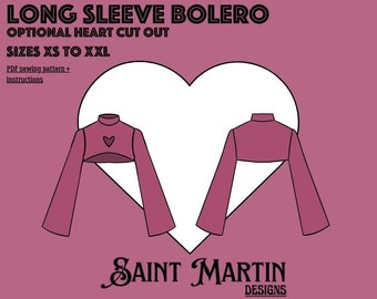 Long Sleeve Bolero (+Heart Cut out) Digital PDF Sewing Pattern