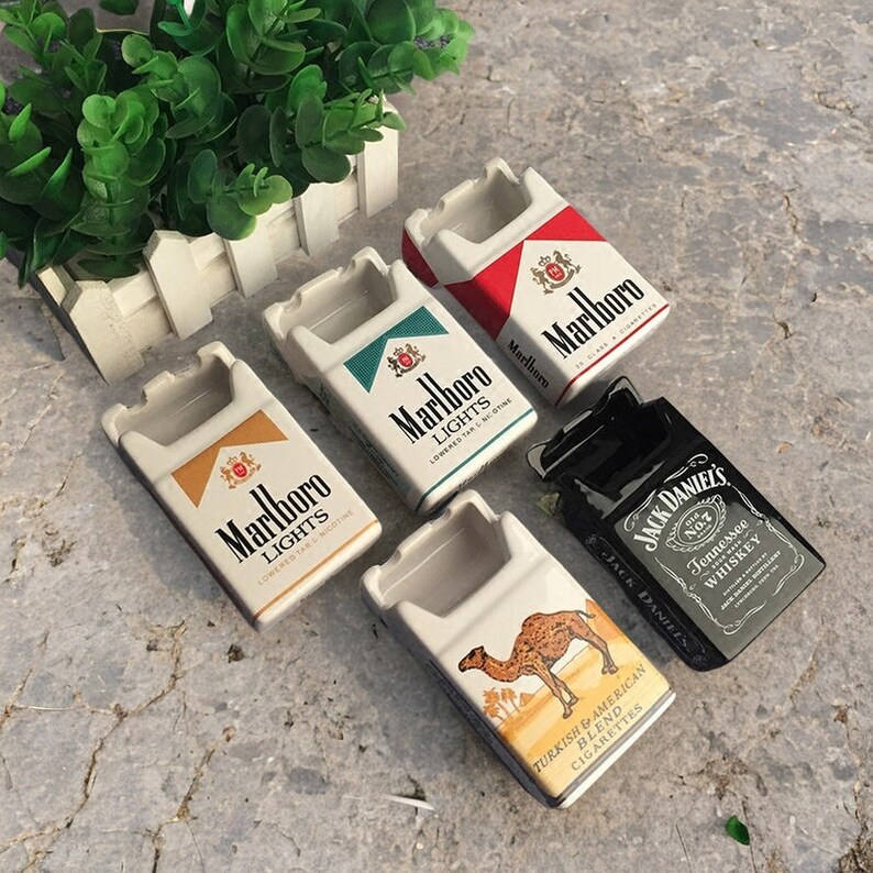 European Style Ashtray Marlboro Cigarette Box,creative Ceramic Asht Tray Camel Brand,cute Trendy