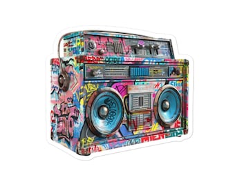 Old School Hip Hop Boom Box Sticker - 3 Inch Retro 90s Rap Music Decal